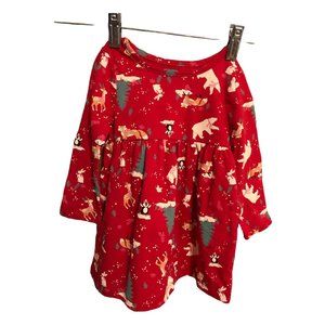 NWT Holiday Christmas Tree Red Dress Polar Bear Deer Dove Rabbit Fox Sz 12 M